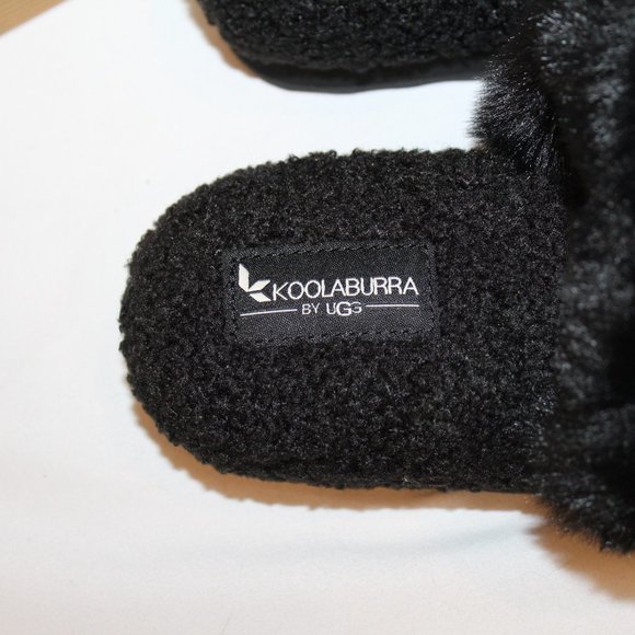 NIB UGG KOOLABURRA WOMEN'S‎ PEACHTREE CURLY FUR SLIP ON SLIPPERS BLACK - Picture 4 of 6